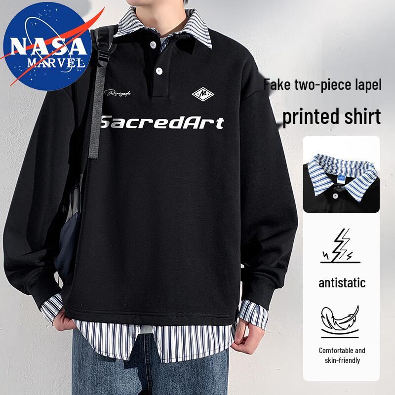 

NASA MARVEL Men s American Style Lapel Mock Two-Piece Sweatshirt 3XL
