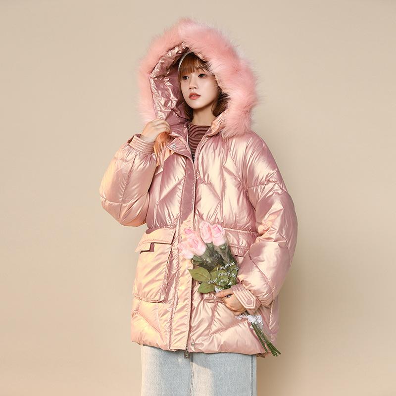 Mid-length Down Cotton Jacket for Women, Casual, Wash-free, Shiny Cotton-padded Jacket, Thickened Winter Coat