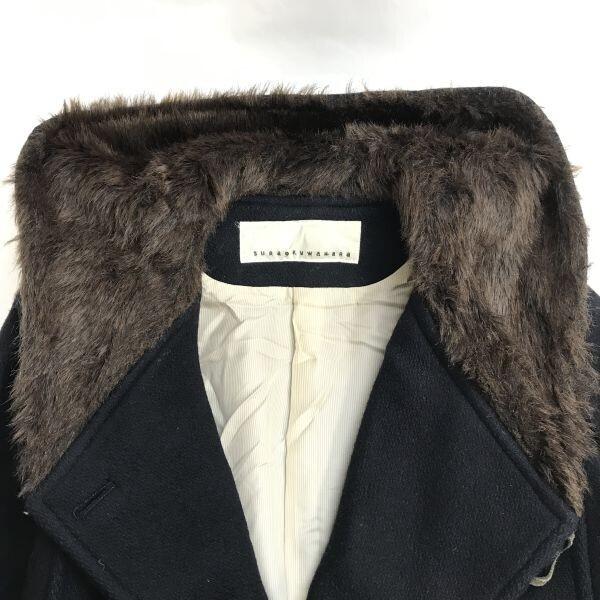 Made in Japan SUNAO KUWAHARA Long Duffle Coat M Men Black Fur Detail(USED)