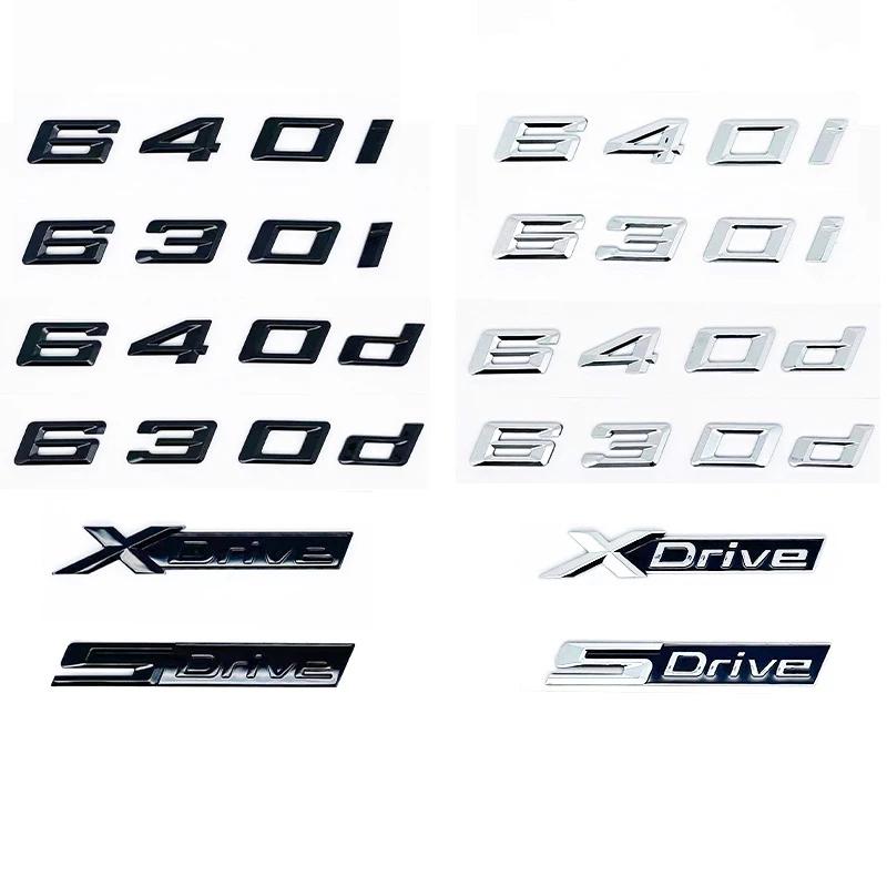 Glossy Black ABS Alphanumeric Badge for BMW E63 E64 F06 F12 F13 G32 - 630i 630d 640i 640d XDrive SDrive - Bright Silver Car Embl Yk2