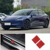 Red Carbon Fiber Exterior Car Door Sill Trim Sticker Cover For Tesla Model 3 23+
