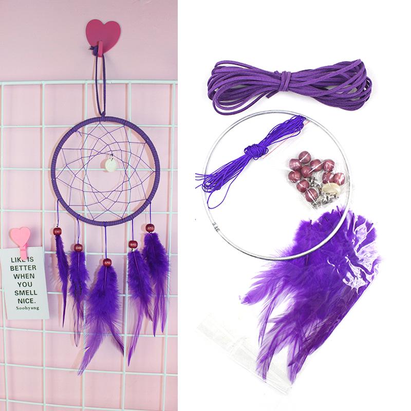 Colorful DIY Dream Catcher Kit Feather Decoration Wall Home nursery Decor Feather Set Crafts Dream Catcher DIY Material craft