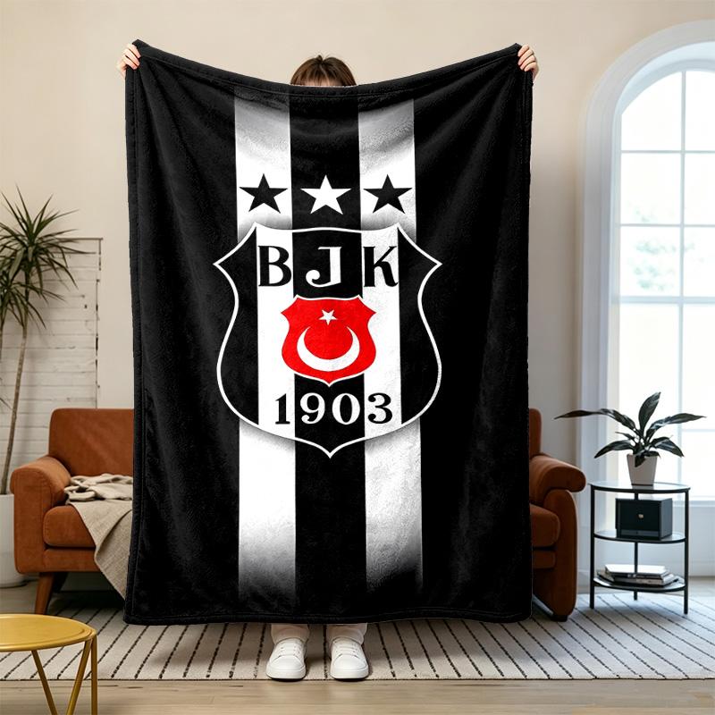 Besiktas JK Měkká a pohodlná flanelová Vhodná na pohovky obývací pokoje venkovní kempování cestování a také skvělý dárek k výročí