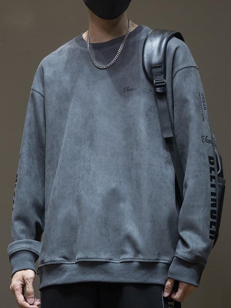 Американский замшевый свитер мужской весенне-осенний свободный большой — фото 13