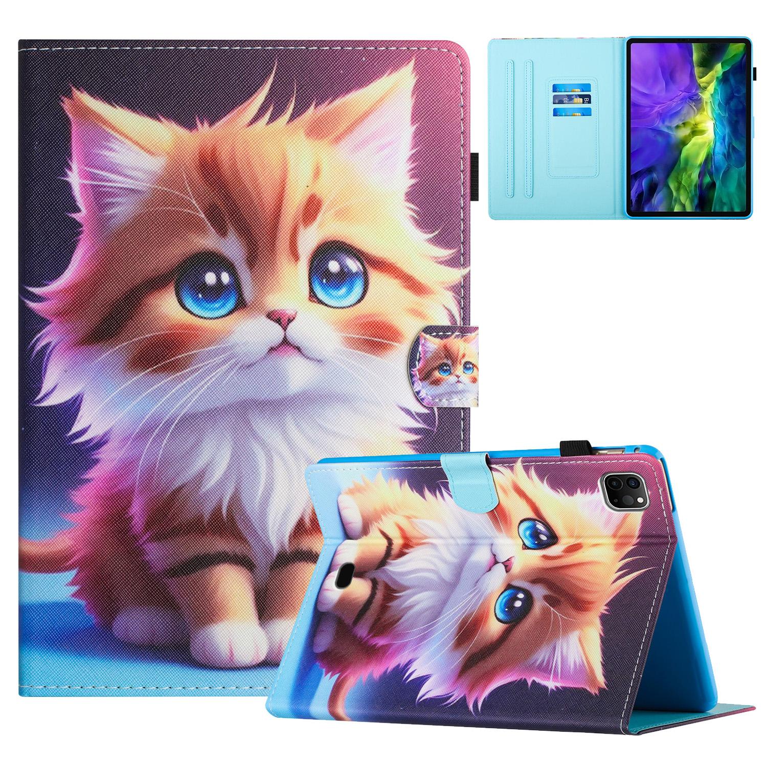 

For iPad Pro 11 (2024) Tablet Cover Shockproof Leather Card Holder Stand Case Yellow Cat