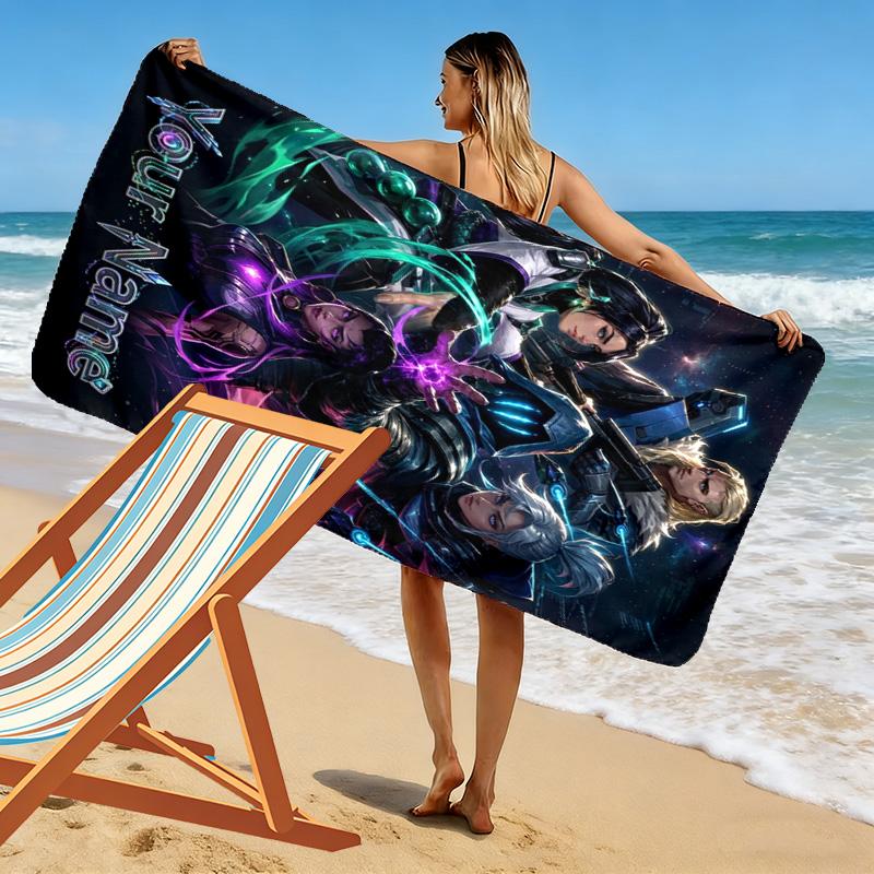 Name Custom Valorant Print Beach Towel, Large Soft Quick Dry Towel for Beach Camping Swimming