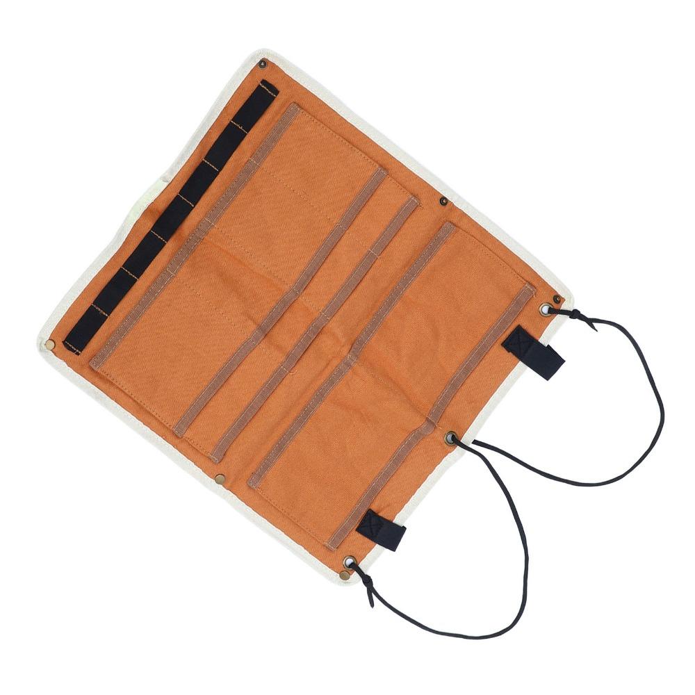 Canvas Camping Hanging Organizer With Fastener Straps Lightweight Portable Tent Organizer Multi-Pockets