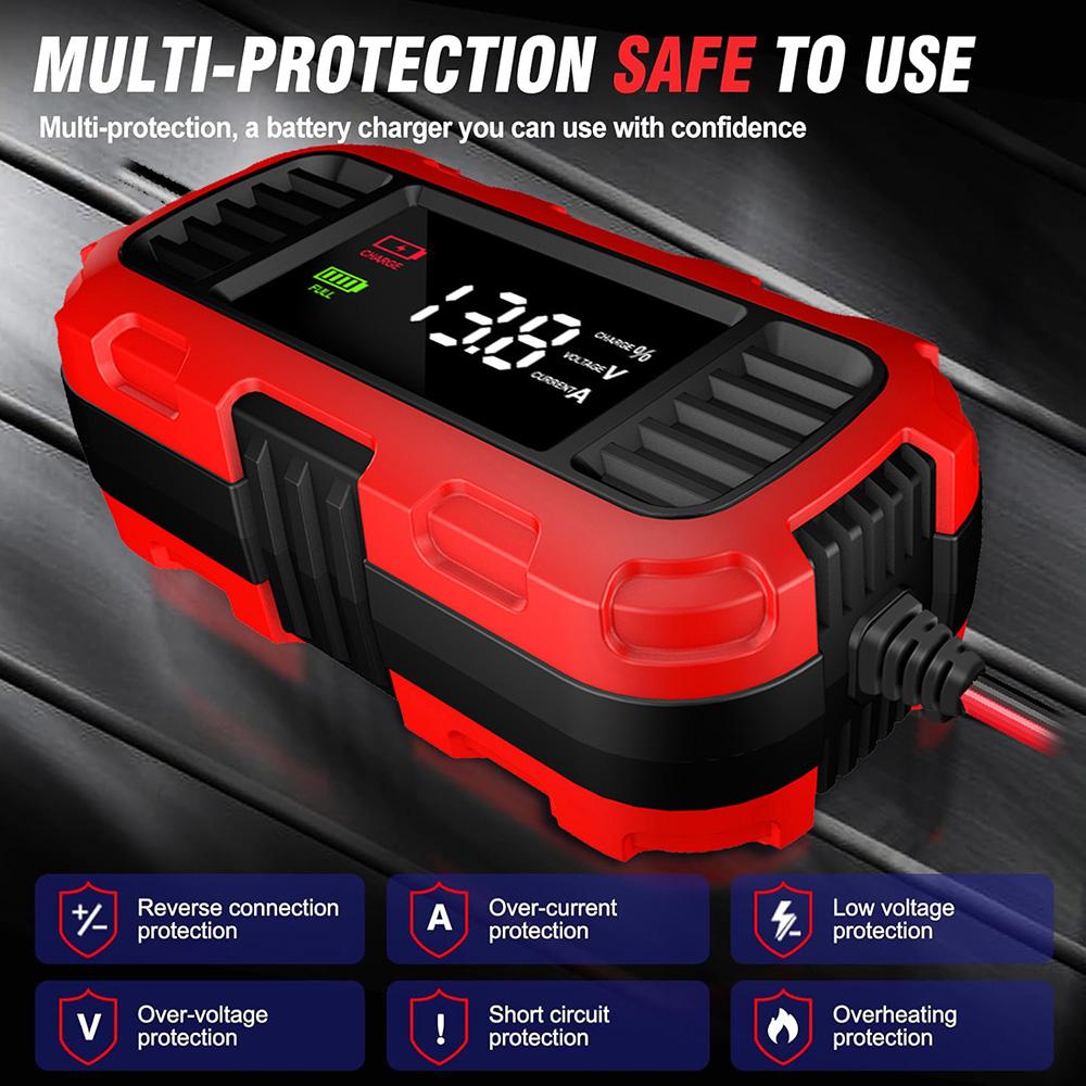 Smart Battery Charger Battery Maintenance For Lead-Acid Battery Charger For Car Motorcycle Scooter Battery Charging Digital