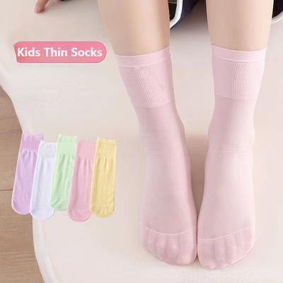Summer Kids Girls Thin Hollow-out Socks Polychromatic Geometry Ventilation Baby Child Long Socks Anti-pilling Fashion Stockings