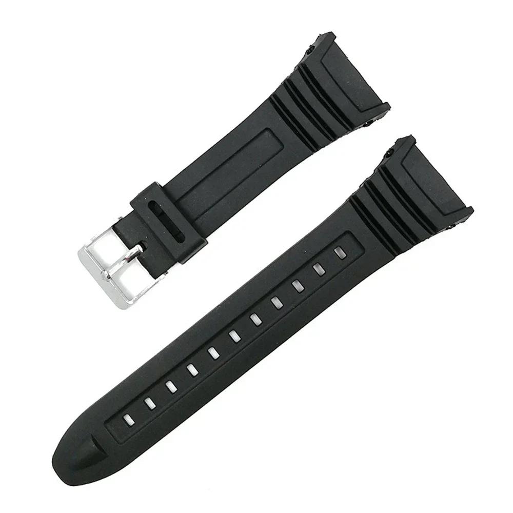 Silicone Watch Strap Sports PU Plastic Watchband for Casio W-96H 18mm Waterproof Rubber Bracelet Men Women Wristband Accessories