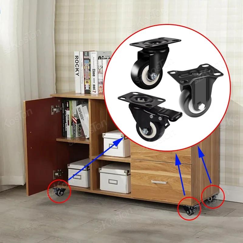 1.1" Caster Wheels Set of 1 Heavy Duty Casters PP Fixed Wheels/161° Swivel with Brake Castors for Furniture&Industrial Trolley