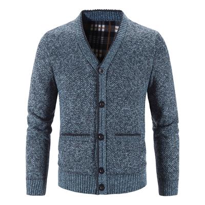 Cardigan Sweaters For Men Casual Shawl Long Sleeve Plush Thickening V-neck Knited Sweaters