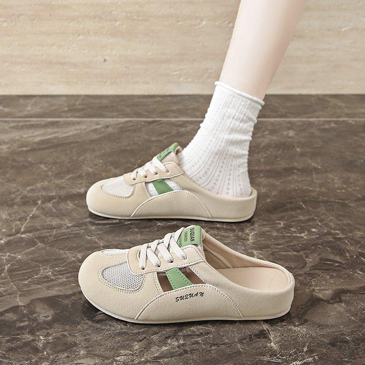 

Носите ленивые тапочки с головой, летние новые маленькие белые туфли на плоской подошве, полые тапочки с одним носком, женские 40