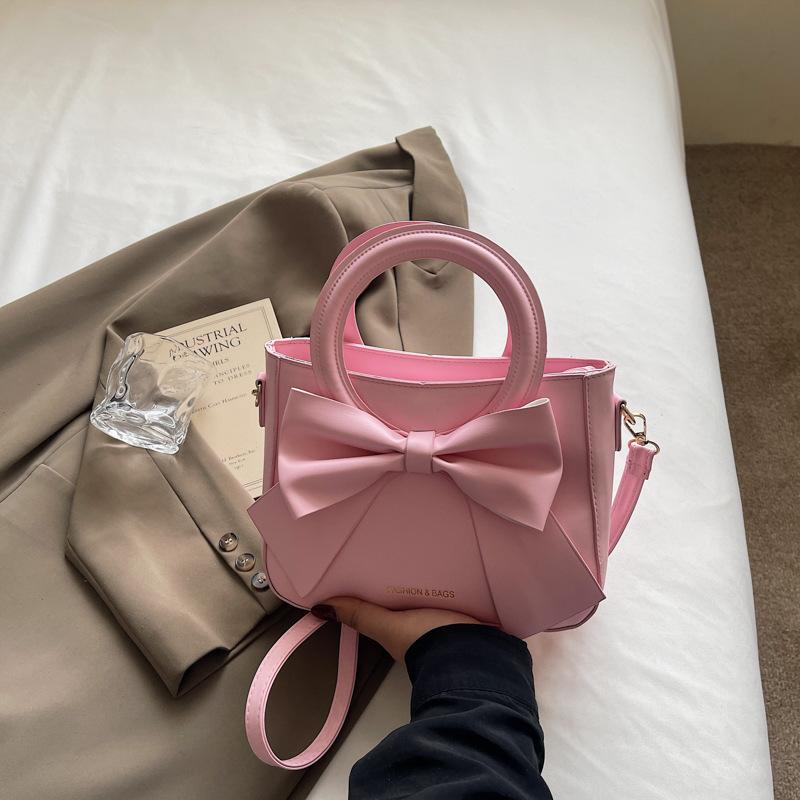 Simple Commuter Women's Bag 2025 New Trendy High-quality Texture Retro Bow Portable Shoulder Messenger Bag