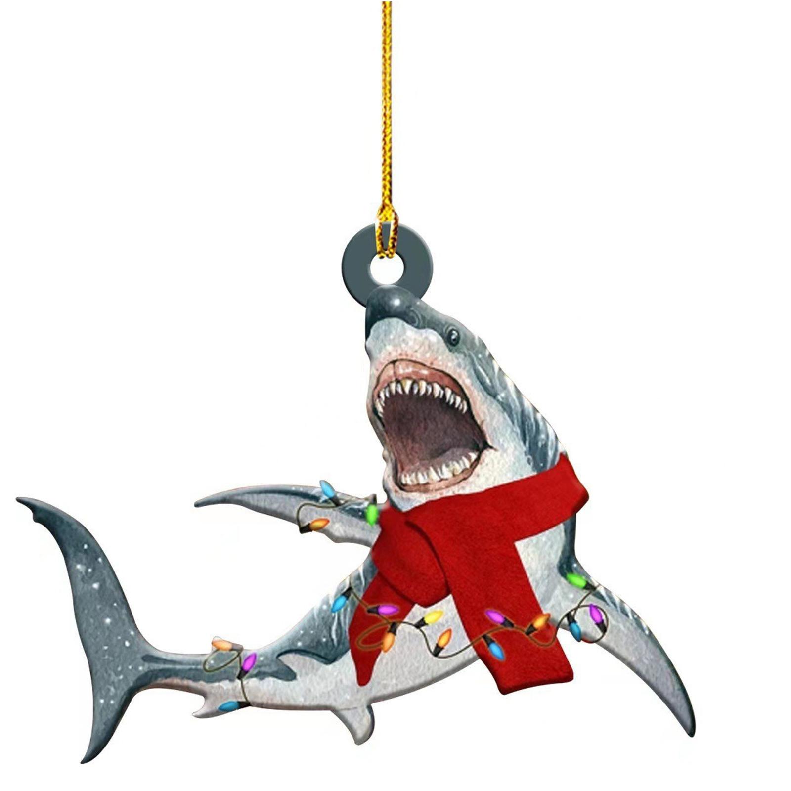

Фестивальный подвесной шарм в форме акулы, акриловое украшение для рождественской елки и салона автомобиля, декоративная подвеска для интерьера T4