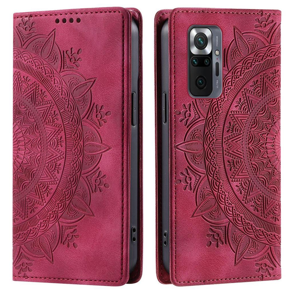 For Xiaomi Redmi Note 10 Pro 4G Mandala Embossed PU Leather Flip Wallet Case Magnetic Closure Cover