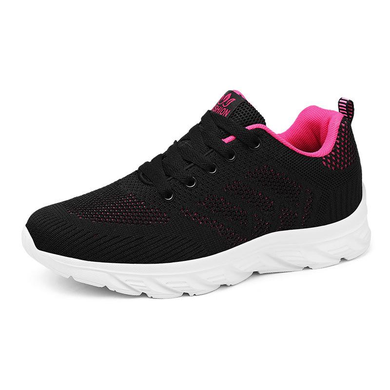 Spring and summer mother net shoes light soft sole sports running women middle-aged and elderly casual non-slip travel shoes black large size