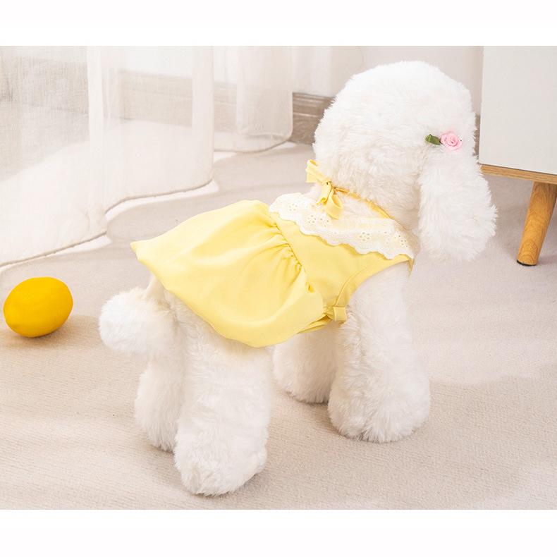 Summer Solid Color Cat Princess Dress Breathable Soft Cat Lace Skirt Elastic Thin Cat Dog Costume