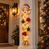 Warm Glowing Christmas Wall Decorations Door Hanger, Quilted Fabric Santa Snowman Tree Gingerbread Hanging Outdoor Porch Decoration for Holidays Light