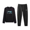 Li Ning Trendy Fashion Versatile Crew Neck Classic Sweatshirt Comfortable Long Pants Casual Sports Suit AWDVH37-5+AKLVC89-1