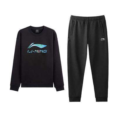 Li Ning Trendige Mode Vielseitiger Rundhalsausschnitt Klassisches Sweatshirt Bequeme Lange Hose Lässiger Sportanzug AWDVH37-5+AKLVC89-1
