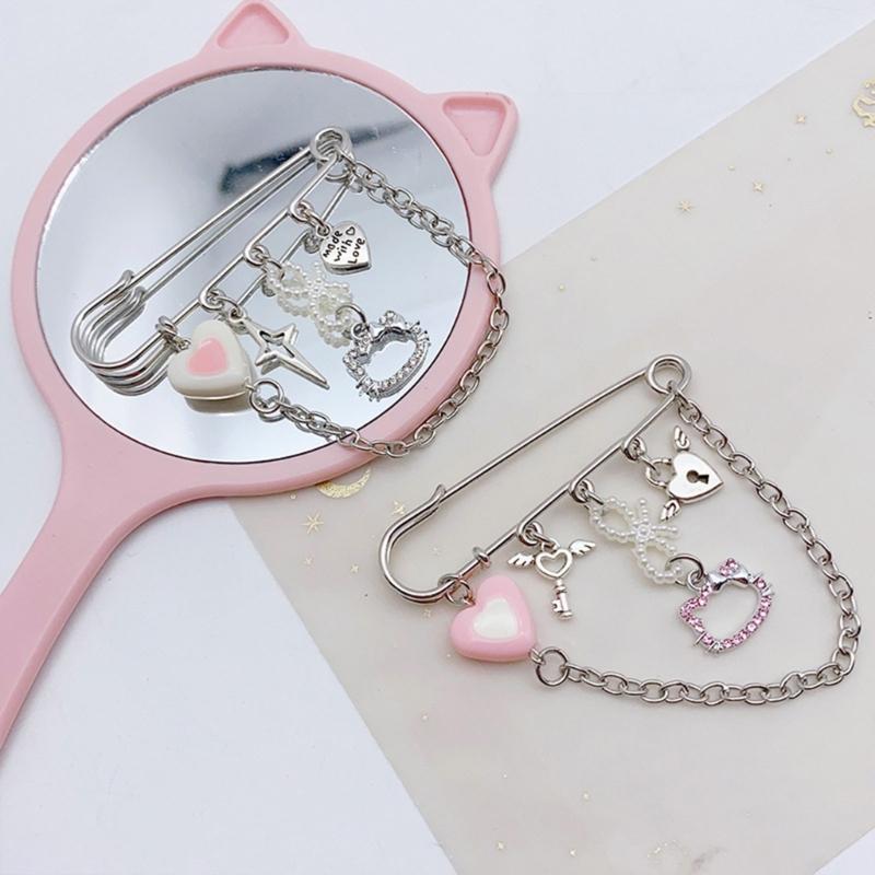 Sweet Pin Clothing Jewelry Sweater Shawl Clip Decorative Chain Pin Alloy Material Clasp Pin Lapel Pin for Daily Party