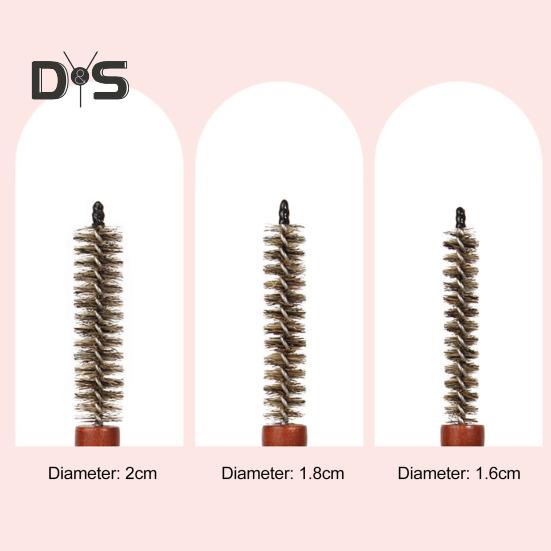 Liten villsvinbust rund børste med trehåndtak Naturlig bust Menn Kvinner Kort tynt hår Krølling Føntørking Detangling stylingbørste