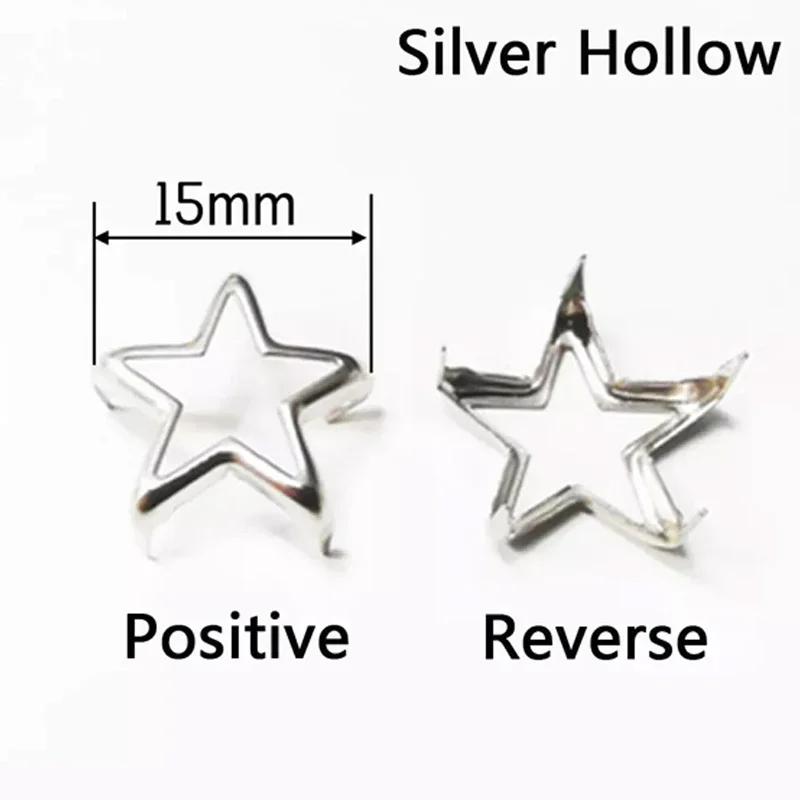 Star Rivets 7mm 10mm 15mm 20mm Gold Silver Buttons DIY Scrapbooking Embellishment Handmade Shoes Bags Fastener Brads Decors