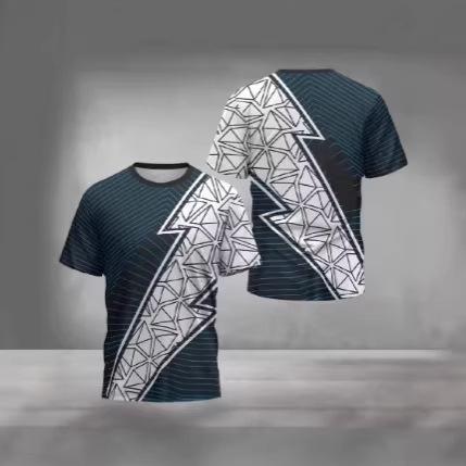 Fashion 3D Printing Fitness T-shirt Men's Outdoor Running Badminton Sports Men's T-shirt Casual Loose Top