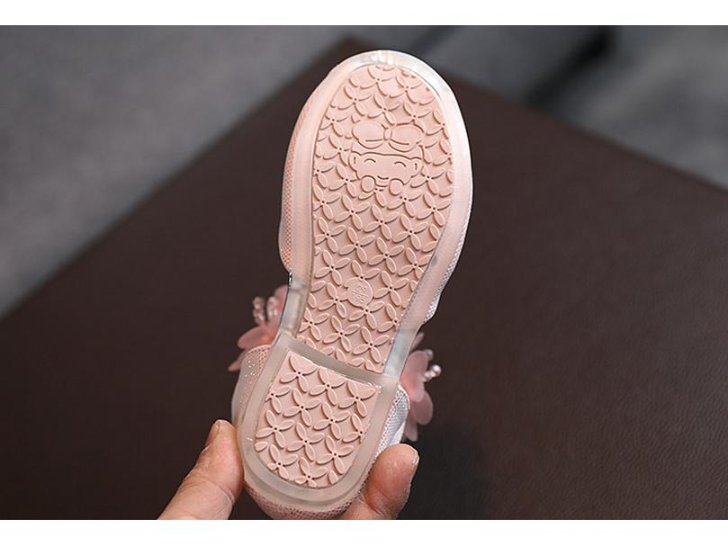 Girls' Summer Rhinestone Flower Sandals - Soft Sole Princess Dance Shoes