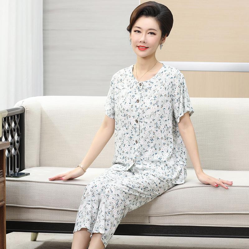 Women's Pajamas Short Sleeve Long Pants Loungewear Button Cardigan Set