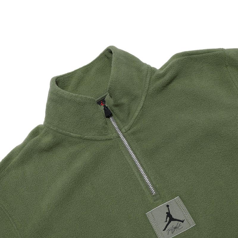 Jordan MJ Essentials Solid Color Stand Collar Half-Zip Fleece Casual Sweatshirt Kids Tops Green FZ1806-365