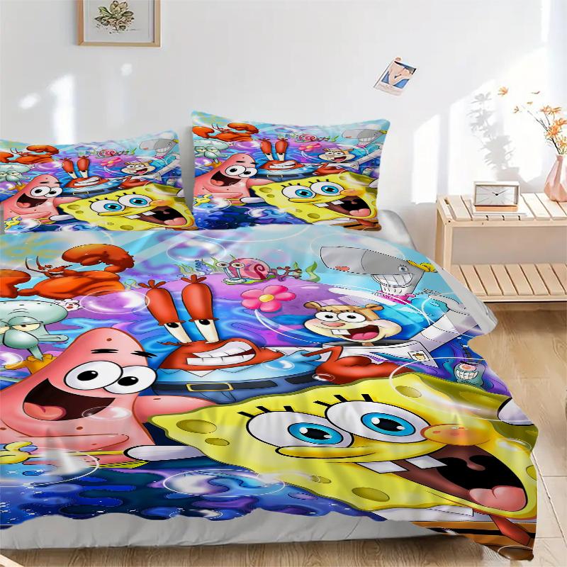 3Pcs Spongebob'S Underwater Adventure Bedding Sets For All Sizes New 3D Printed Bed Cover Comforter Duvet Cover Pillowcase Bedroom Decoration