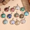 Crystal Agate Tree of Life Round Hollow Pendant Necklace - Semi-Precious Stone Jewelry Ornament