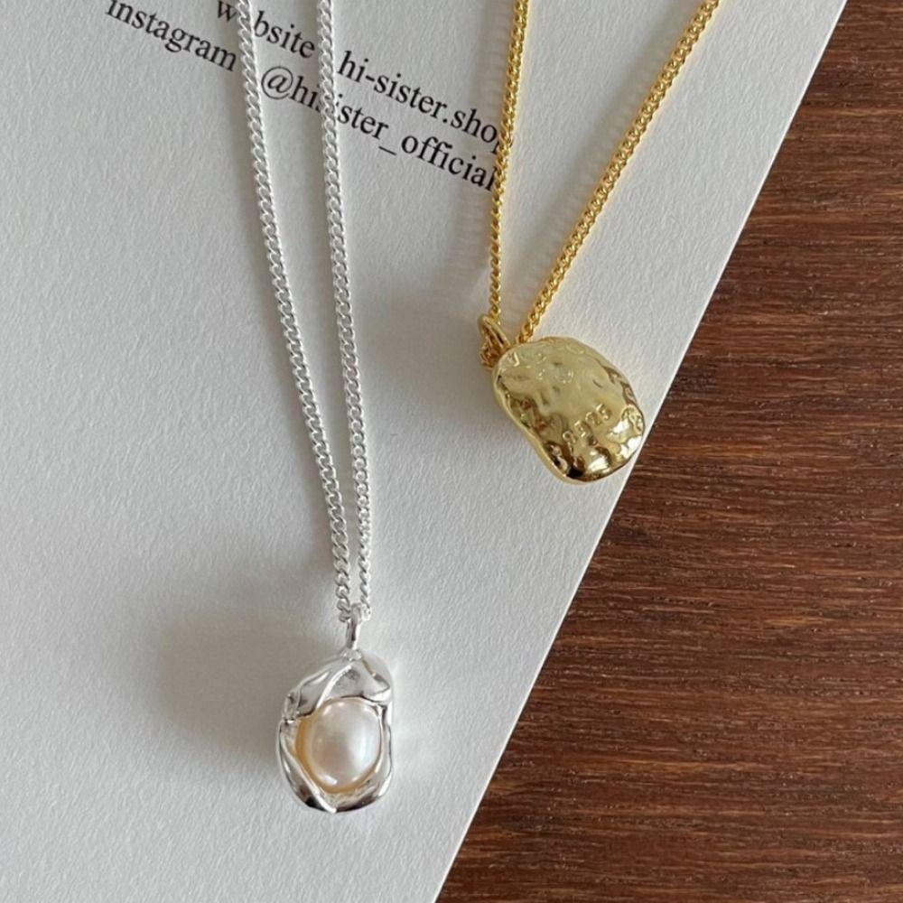 Zinc Zinc Alloy Pearl Necklace Irregular Shell Jewelry Women Clavicle Necklace Korean Style Pendant