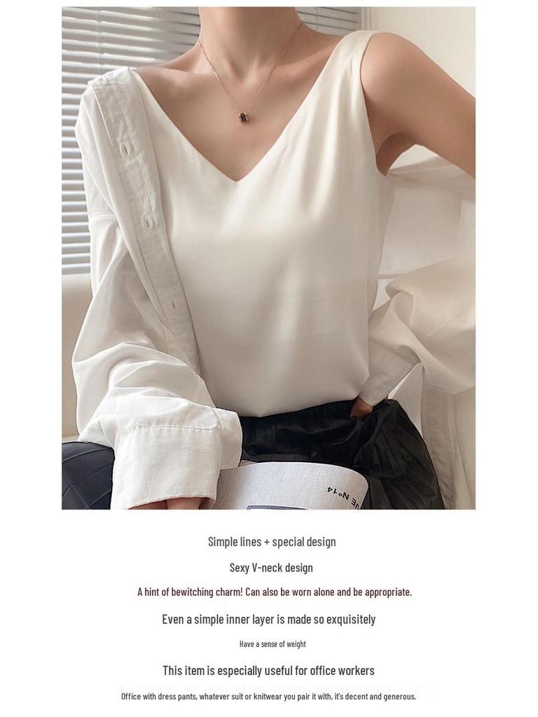 Plus Size Satin Acetate Silk Camisole for Women - Versatile Base Layer or Outerwear