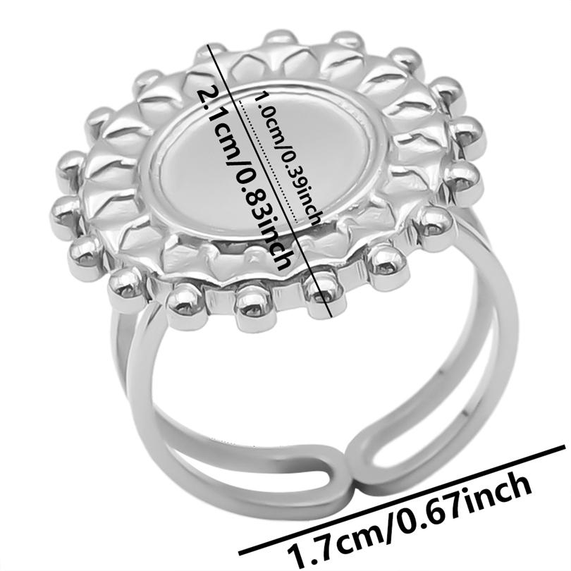 Fashion DIY Drip Oil Rhinestone Round Oval Water Droplets Blank Settings Open Adjustable Stainless Steel Ring For Women Men Gift