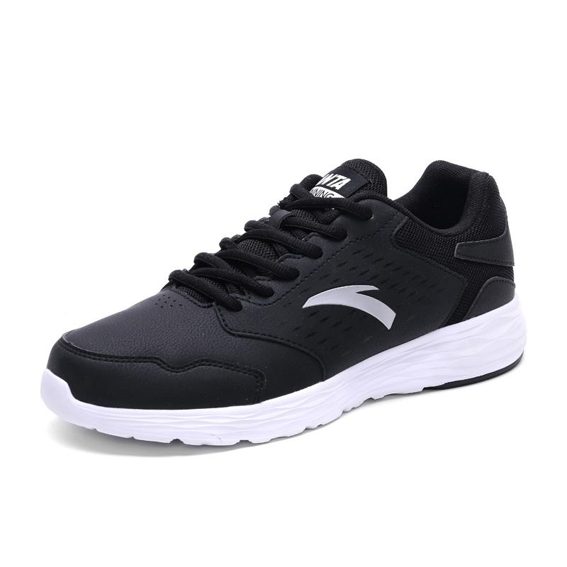 Anta Textile, Synthetic Leather Cushioning Slip Resistant Balance Lightweight Low Top Casual Running Shoes Men's Black Sneakers 912355592-4