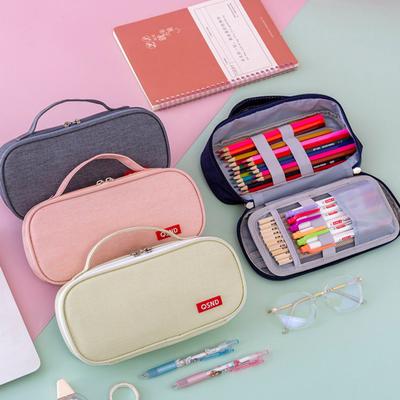 Penál s dvojitým zipem Velká kapacita Oxford látka Rukojeť Pouzdro na tužky Více přihrádek Tužka