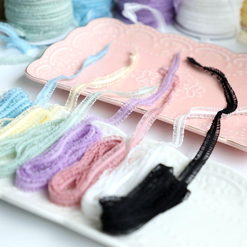 1cm Wide Double-Sided Sheer Elastic Lace Trim for Doll Clothes and Costume Accessories