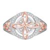 Sterling Silver Celtic Knot Ring with Round Cubic Zirconia Accents and Rose Gold Plated Detailing for Women and Girls