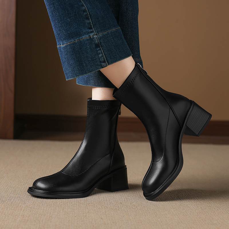 Krazing Pot Microfiber Winter Round Toe Modern Platform Size 33 Boots Size 43 Women Fashion Stretch Ankle Boots