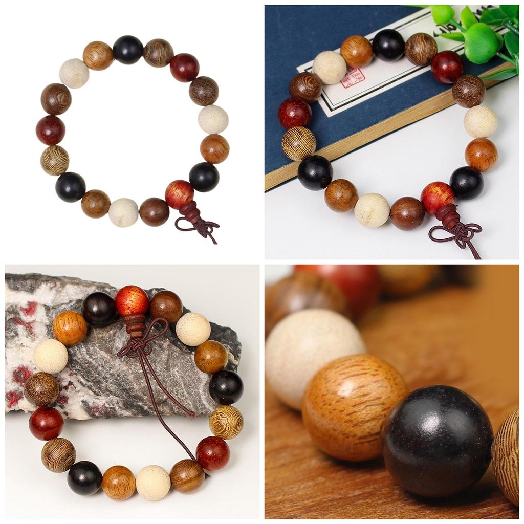 Fashionable Beaded Wrist Chain Elastic Prayer Beads Handchain Sandalwood Bangle Stylish Wristband for Mindfulness