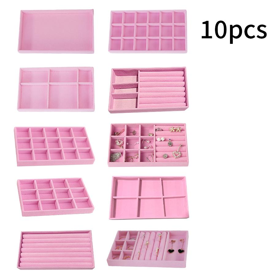 1PC, Flocking Jewelry Box Jewelry Tray, Color: Pink