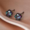 Punk Herren Damen Regenbogen Kristall Ohrstecker Schwarz Gold Farbe Hochzeits Schmuck Für Frauen Männer Charme Rund Zirkon Ohrring