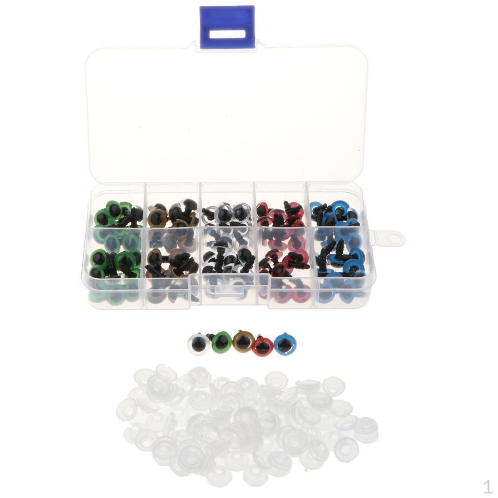 

1-12 Mm Multicolor Glass Eyes with Washer Kits for DIY Doll Making 8mm