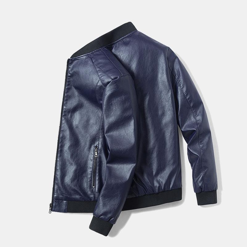 8XL Plus Size Men's Slim Fit PU Leather Jacket - Spring/Autumn Korean Motorcycle Style