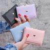 New Candy Color Fashion Women Coin Purse Leather Solid Color Vintage Short Wallet Heart Hasp Ladies Girls Card Holder Clutch Bag