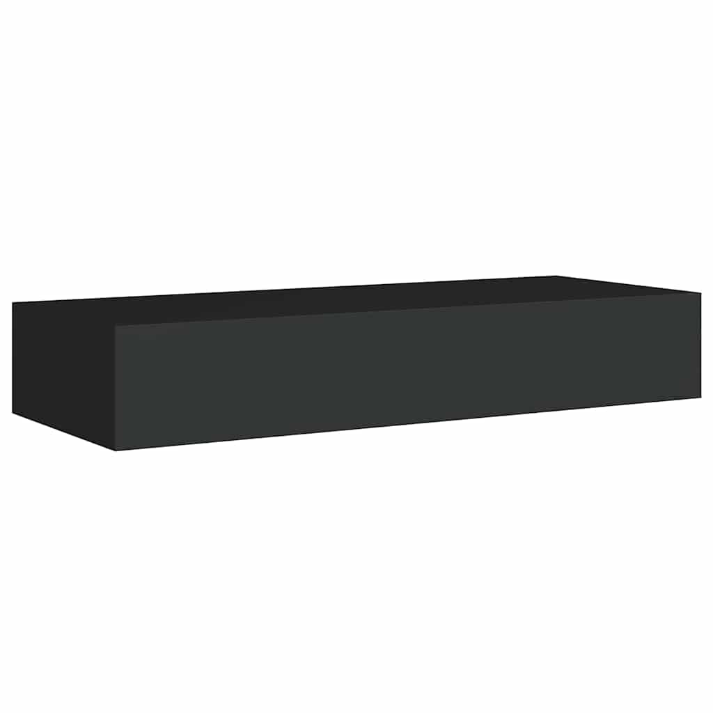Vidaxl Wall Shelf With Drawer, Black, 60 X 23.5 X 10 Cm, Mdf