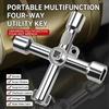 Multi Function 4 Way Universal Cross Triangle Wrench Key Electrical Square And Round Holes Triangular Key Water Valve Key